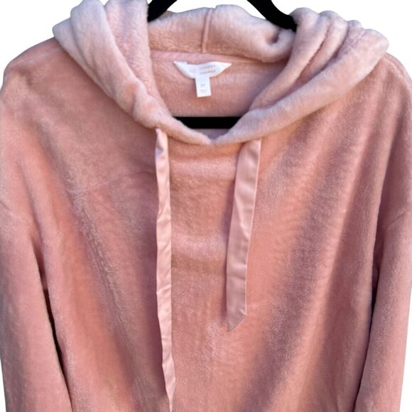 Lauren Conrad Womens Pink Thick Velour Long Sleeve Hooded Sweatshirt Top New M - Picture 2 of 12